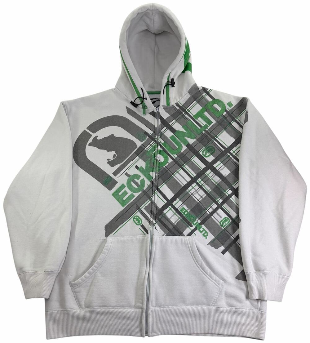 Vintage y2k Ecko Unltd Hoodie Men's XL Graffiti Full Zip Streetwear Sweatshirt